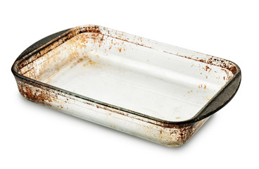 Old empty glass  baking tray