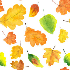 Watercolor autumn leaves pattern