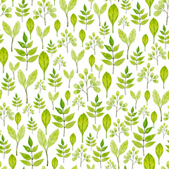 Seamless Pattern With Green Leaves