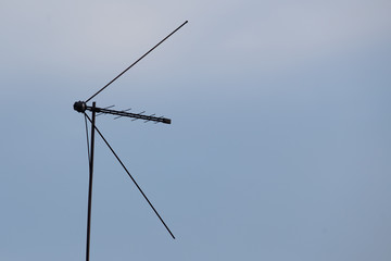 Yagi DVBT tv reception antenna installed on the wall. Broadband signal reception