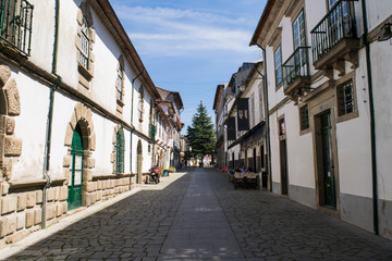 Historic streets in the Old Town of Braga, Portugal