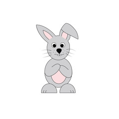 Cute bunny rabbit. Easter greeting card or invitation on a white background, raster