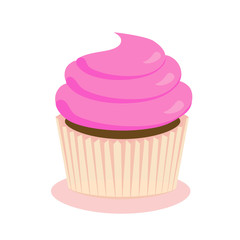 Chocolate cupcake with pink frosting, raster