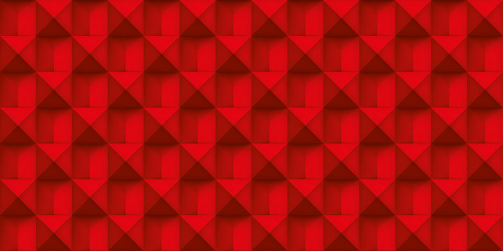 Volume red realistic texture, cubes, gray 3d geometric pattern, design vector scarlet background
