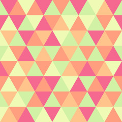 Abstract geometric triangle seamless pattern, green and pink colors, raster