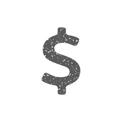 Dollar sign icon in grunge texture. Vintage style vector illustration.