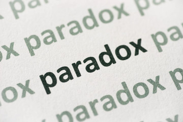 word paradox  printed on paper macro