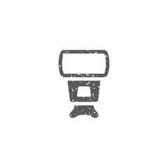 Camera flash icon in grunge texture. Vintage style vector illustration.