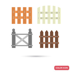 Set of garden fences color flat icons