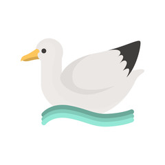 Seagull at the sea color icon. Flat design