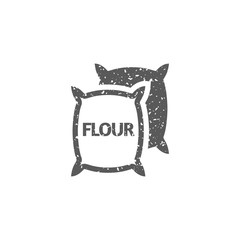 Flour sack icon in grunge texture. Vintage style vector illustration.