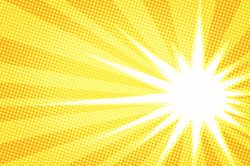 white sun yellow pop art background