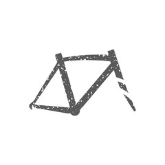 Bicycle frame icon in grunge texture. Vintage style vector illustration.