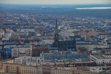 Fototapeta na wymiar Peterskirche im Panorama Leipzig