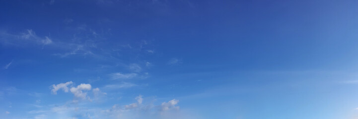Vibrant color panoramic sky with cloud on a sunny day. Beautiful cirrus cloud.