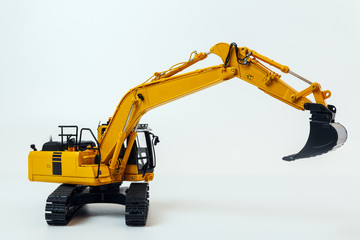Excavator loader model on isolated white background
