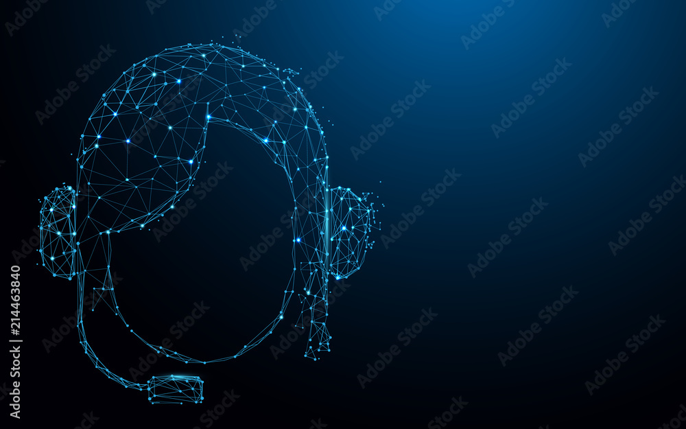 Poster customer service icon form lines, triangles and particle style design. illustration vector