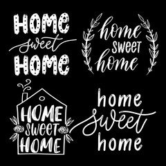 Home sweet home - hand drawn vector  lettering set inscriptions  for decor, print, textile.