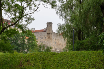 The north wall of Toompea Castle can be seen from Toompark park, Tallinn, Estonia