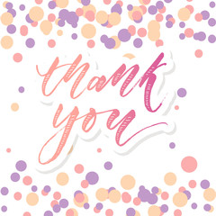 Thank you color Lettering Calligraphy Vector