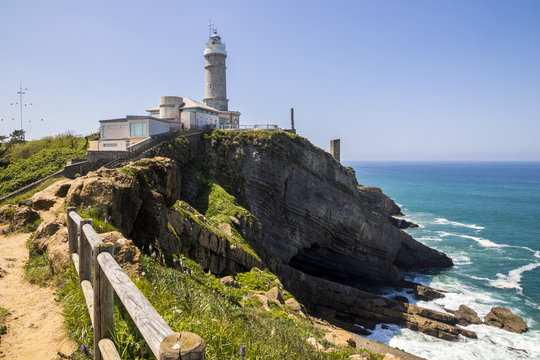 Santander, Spain. The Faro de Cabo Mayor or Faro de Bellavista, a lighthouse in the coast of Cantabria near the city of Santander