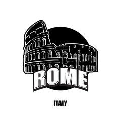 Rome, Italy, black and white logo