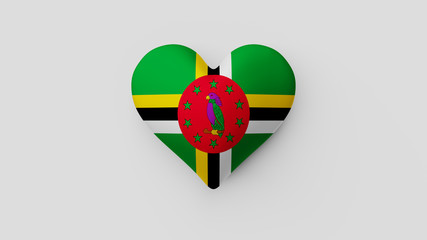 Corazón bandera Dominica. 3D