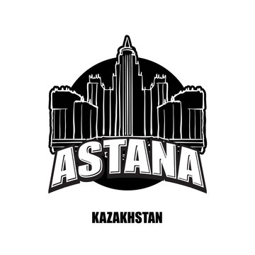 Astana, Kazakhstan, black and white logo
