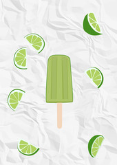 Vector illustration of ice cream or popsicle. Summer concept.