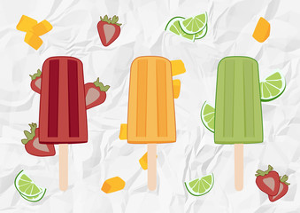 Vector illustration of ice cream or popsicle. Summer concept.