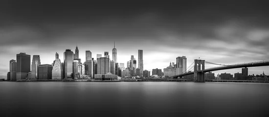 NEW YORK, VEREINIGTE STAATEN VON AMERIKA - 30. APRIL 2017: Manhattan Downtown Skyline vom Brooklyn Bridge Park in New York City. © kapros76