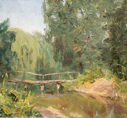 landscape, oil painting, hand made
