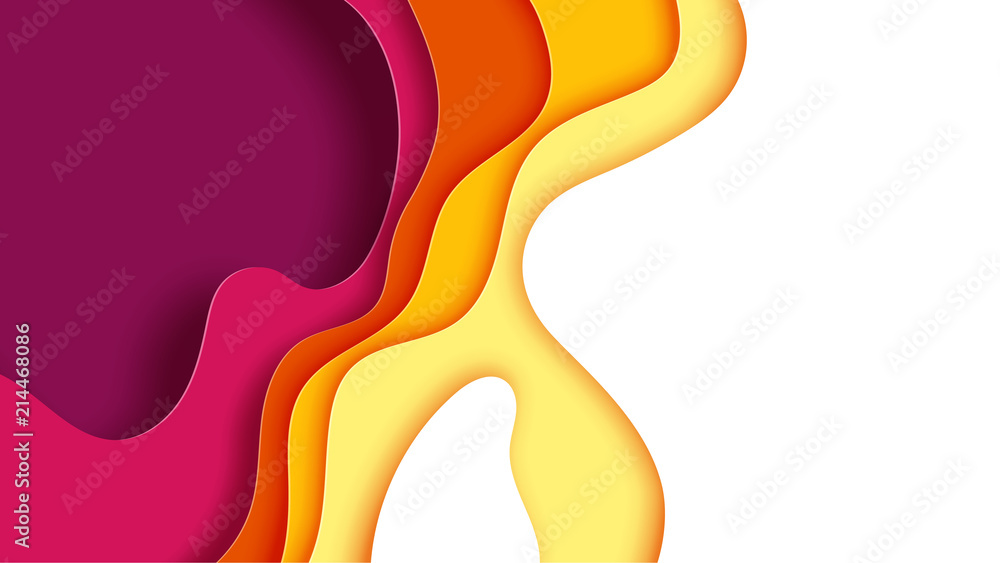 Poster paper wave layer with autumn color abstract background.paper cut of cover design for business banner