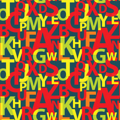 Seamless pattern of the Latin alphabet. Vector