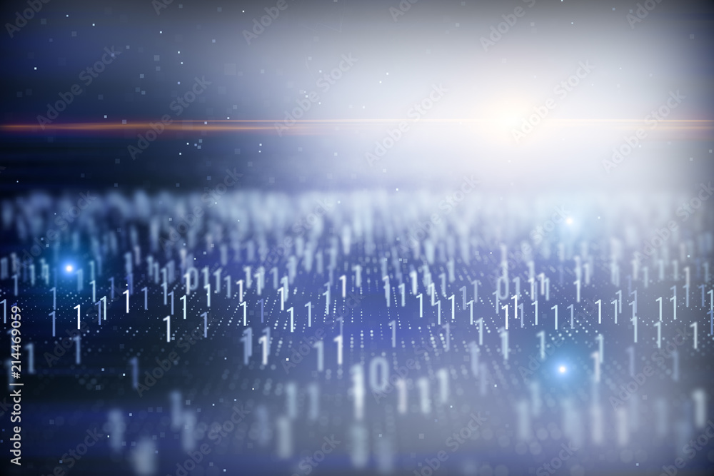 Poster Blurry binary code background