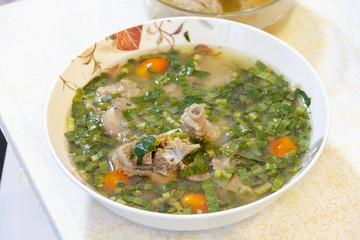 boiled pork taste spicy in bowl