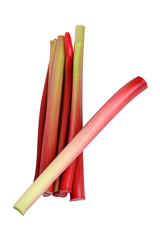 isolated fresh rhubarb stalks