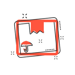 Vector cartoon packaging box icon in comic style. Shipping pack sign illustration pictogram. Box business splash effect concept.