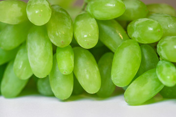 Closeup of big bunch of fresh green table grapes, isolated on white background