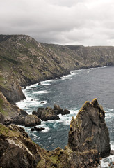 Steillküste amCap Kap Ortegal, Gemeinde Cariño, Provinz La Coruña, Galicien, Spanien