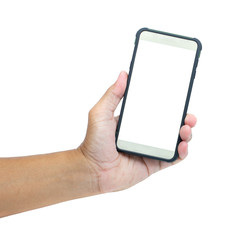 hand holding blank screen smart phone