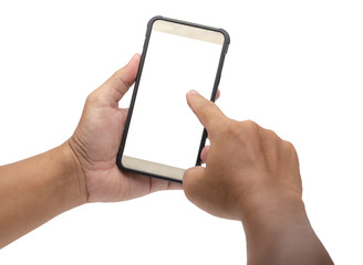 hand holding blank screen smart phone