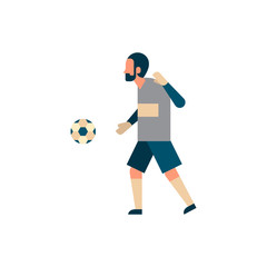 Football player goalkeeper with ball isolated sport championship flat character full length vector illustration