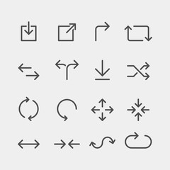 Arrows flat vector icons set