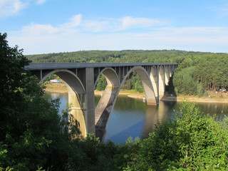 Fototapeta na wymiar Podolsko bridge over Vltava river (Czech Republic)