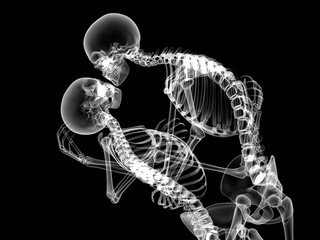 X RAY Skeleton Couple in love 3D Render