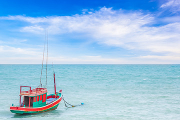 Fisherman boat on the sea, Beautiful landscape in Thailand