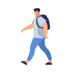 Young man with a backpack.