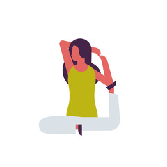 woman doing yoga exercises female cartoon character fitness activities isolated diversity poses healthy lifestyle concept full length flat vector illustration