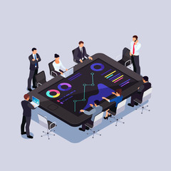 Conference online. Isometric business concept.